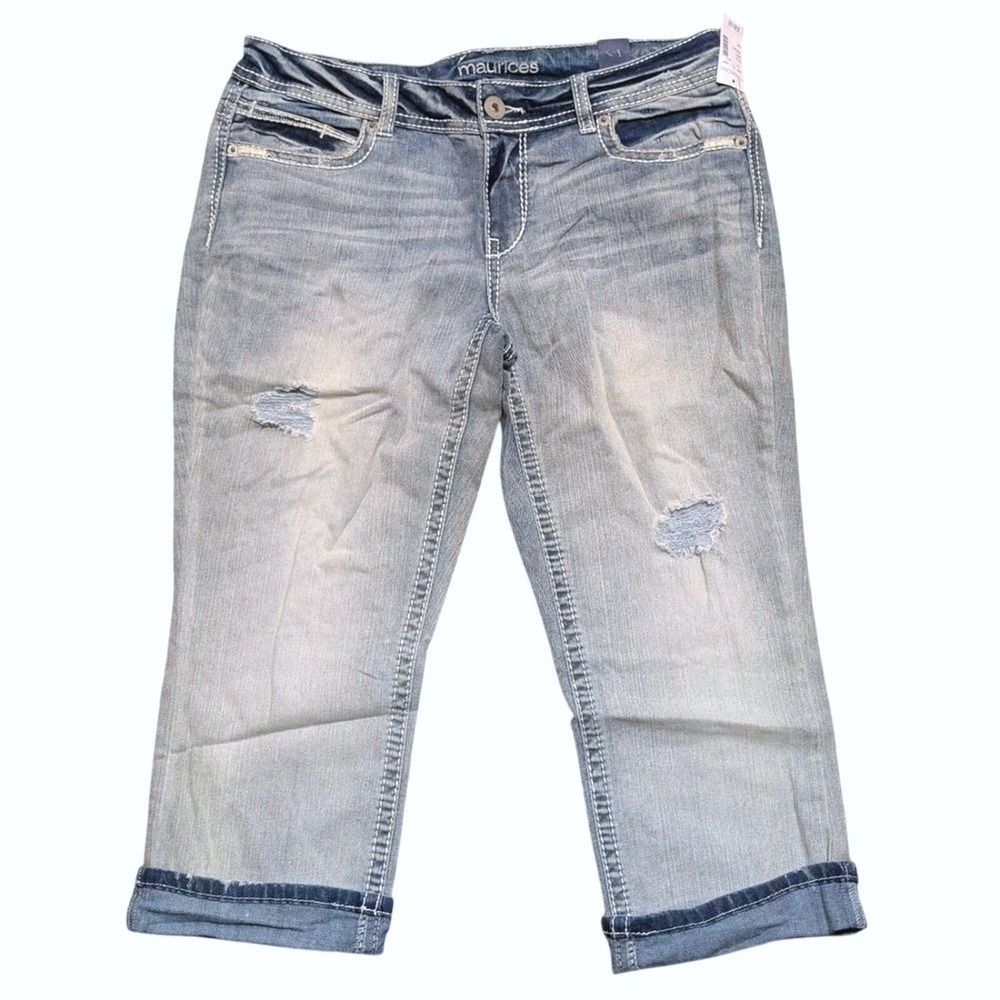 MAURICES Ellie Jeans Womens 5 6‎ Light Wash Denim Pants Capris Cropped Stretch
